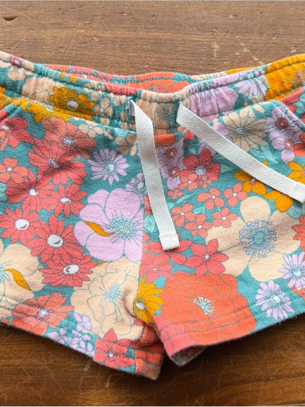 Carter's Floral Terry Shorts in Coral, Teal & Cream